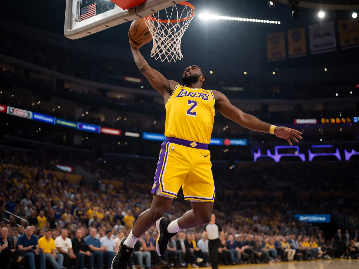 NBA常规赛湖人对阵勇士的比赛现场画面